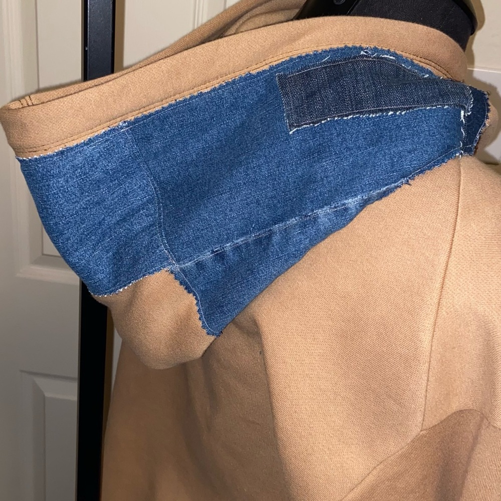 UpCycled Hoodie with Denim-XL-Unisex - Picture 5 of 6
